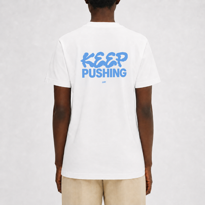 T-SHIRT "KEEP PUSHING" BLANC