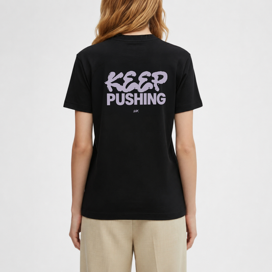 T-SHIRT "KEEP PUSHING" NOIR